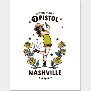 Funny Vintage Nashville, Tennessee Country Cowgirl Posters and Art